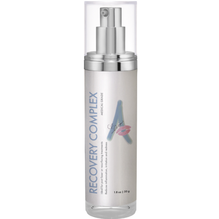 image of a product bottle with a white label with the text recovery complex