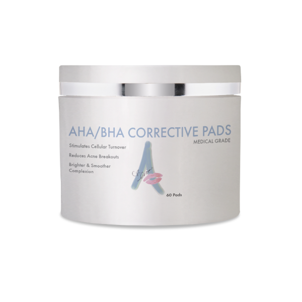 image of a small container with a white label saying aha/bha corrective pags