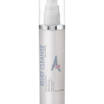 Relief cleanse in a white bottle with a pump