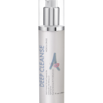 deep cleanser in a tall skinny white bottle with pump